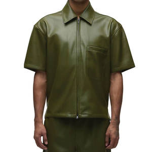 Premium Men <b>Leather</b> <b>Shirt</b> Long Sleeve Custom Logo Fashion <b>Shirt</b> For Club Party and Streetwear - Product Image 1