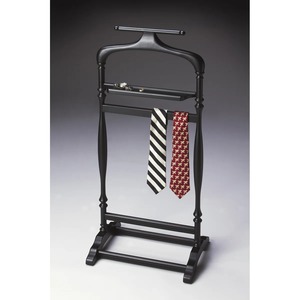 Perchero clásico de madera con barra para corbatas y estante, acabado en marrón oscuro, solución de almacenamiento para dormitorio - Product Image 3