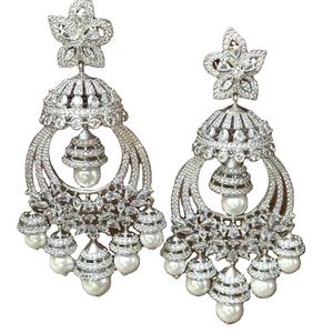 Pendientes de circón de estilo Vintage de alta calidad para mujer, piedra principal sin óxido, diamante, diseño personalizado disponible, Material de cobre India - Product Image 1