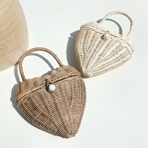 Cestas decorativas en forma de corazón para niños, cestas de mimbre a la moda, bolsos para niñas, precio de fabricante - Product Image 3