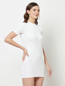 ผู้ผลิตชุดเดรสทรงเข้ารูปแขนสั้นผ้าริบเนื้อแน่นคุณภาพสูง ชุดเดรสทรงเข้ารูปยืดหยุ่นได้ จำหน่ายจำนวนมาก - Product Image 5