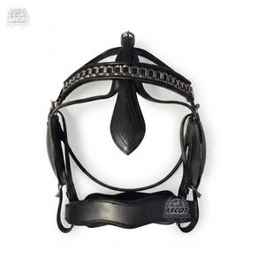 Ensemble de harnais de conduite pour chevaux Diplomat en cuir 100% premium, noir et marron, avec accessoires en acier inoxydable, prix bas - Product Image 4