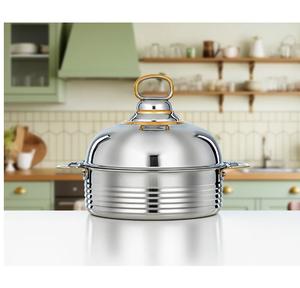 Olla de Acero Inoxidable Plateada de Alta Demanda para Chef, con Tapa y Acabado Brillante, Plato Decorativo para Restaurante - Product Image 3