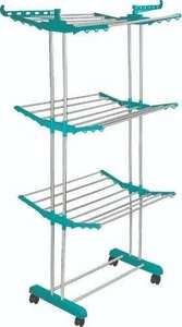 Modern <b>Large</b> Three Layer Stainless Steel <b>Clothes</b> <b>Drying</b> <b>Rack</b> Chrome Plated Mobile Stand Hari Krushna Kitchen Laundry Holder - Product Image 1