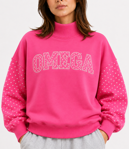 Sweat-shirt surdimensionné à col montant pour femme Omega Custom, imprimé floral, avec logo appliqué, pull décontracté, fabricant - Product Image 6