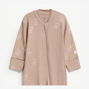 Mameluco ajustado de modal y elastano con estampado de oso, manga larga y broches para bebé recién nacido unisex, ODM Vietnam - Product Image 3