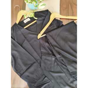 Conjunto coordinado de 2 piezas de kurta clásica negra modesta - Product Image 1