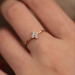 Round Cut Moissanite 4 Stone <b>Ring</b> Yellow <b>Gold</b> Engagement <b>Ring</b> 10K Yellow <b>Gold</b> Wedding Band 4 Stone Minimalist <b>Ring</b> Gift Women - Product Image 4