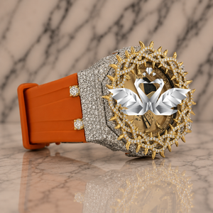 Reloj de lujo con diseño de corona solar, esfera en tono dorado, reloj de cuarzo premium para hombre - Product Image 2