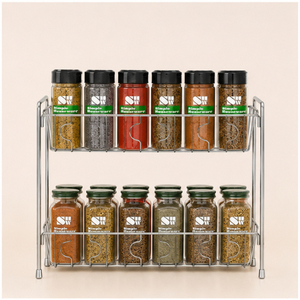 Étagère à épices de cuisine à 2 niveaux en acier inoxydable, organisateur de comptoir peu encombrant, support métallique pour rangement de cuisine - Product Image 1