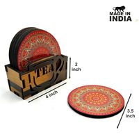 Ensemble de 6 dessous-de-verre en caoutchouc Mandala bohème, ronds, antidérapants, avec support en bois, diamètre 300 mm
