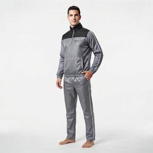 Two Piece 100% <b>Nylon</b> <b>Track</b> Suit Mock Neck Full Zip Jacket Jogger <b>Pants</b> Set Athletic Casual Wear For Men - Product Image 2
