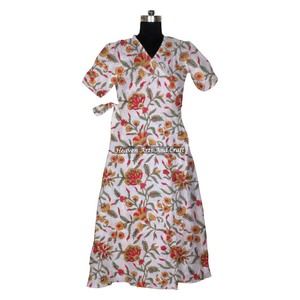 Hermoso Vestido de playa con estampado de Kimono de algodón hecho a mano indio para mujer romántico étnico invierno transpirable - Product Image 3