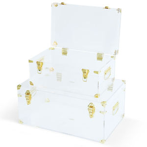 Premium Transparent Acrylic Golden Supplier Trunk Box <b>Storage</b> clear Acrylic Trunk with Gold Metal Accessories Decor - Product Image 1