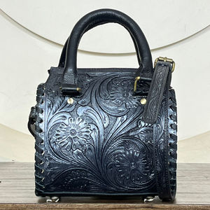 Super September <b>Hand</b> Tooled Cowhide Leather Small Duffle Bag Fashionable Large Capacity Genuine Leather Speedy Duffel Bag - Product Image 5