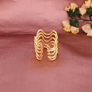 Anillo Ajustable de Latón Chapado en Oro con Múltiples Ondas, Moderno, para Mujer, Regalo de Boda o Compromiso, Lote al por Mayor de 25 Pares - Product Image 3