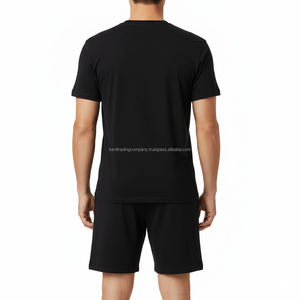 Custom 100% Cotton Sleepwear Men T-shirt and Shorts Pajama <b>Set</b> Plain Blank Soft Breathable Nightwear PJS Manufacturer Wholesale - Product Image 5