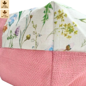 Bolsa de Playa de Yute Laminado con Diseño de Flores Silvestres Rosas, 42x33x14 cm, Logotipo Personalizado, Venta al Por Mayor, OEM - Product Image 6
