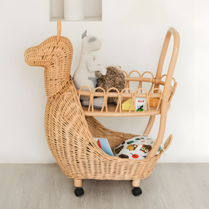 Carritos de juguete de madera para juego de simulación, carrito de juguete de ratán tejido, carritos de té para niños, gran oferta, carritos de juguete para bebidas - Product Image 4