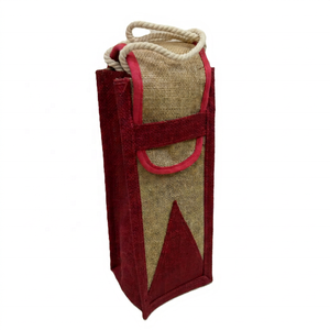 Sac en jute grande capacité pour bouteille de vin avec poignée en corde, fourre-tout décontracté pour courses et emballage cadeau - Product Image 1