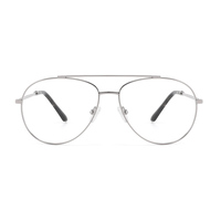 Gafas de Metal Ligero con Doble Puente para Hombre, Monturas Ópticas de 58 mm, Gafas de Estilo Clásico para Oficina y Uso Diario