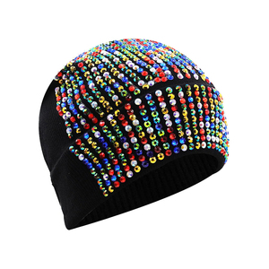 Bonnet en strass avec broderie de paillettes colorées, unisexe, style streetwear, bonnet d'hiver pour adulte, 56-58 cm - Product Image 4