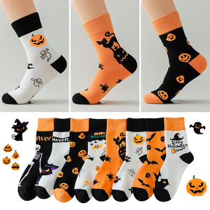 Top class Wholesale Plus-Size Halloween Christmas Pumpkin <b>Fun</b> Anti-Bacterial Crew <b>Socks</b> Casual Long Sports <b>Socks</b> Tube for Men's - Product Image 1
