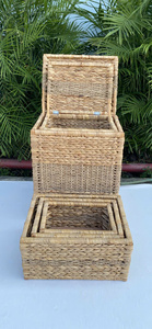 Hand-woven Seagrass Water Hyacinth Baskets Eco-friendly storage solutions for apparel toys decor. - Product Image 4
