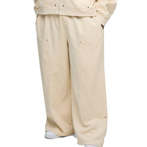 Ensemble de survêtement unisexe à capuche couleur unie, coupe décontractée ample en coton, deux pièces (sweat-shirt et pantalon) pour l'automne - Product Image 5