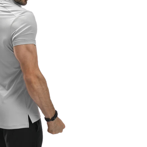Polo pour homme gris acier en tissu gaufré, léger, en polyester et élasthanne, respirant, anti-humidité, coupe ajustée, pour le golf et les loisirs - Product Image 6