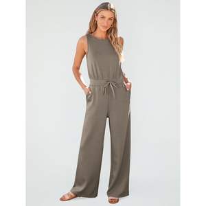 2025 <b>Women's</b> Casual Sleeveless Jumpsuits Summer Dressy Outfits with Wide Leg Pants Fashion <b>Rompers</b> Clothes - Product Image 1