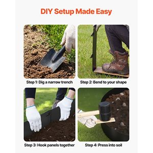 Bordatura per Giardino in Acciaio Zincato, Confezione da 6, 40 x 8,15 Pollici, Resistente e Facile da Installare, Guanti da Giardinaggio e Attrezzatura Protettiva - Product Image 5