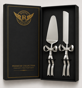 Luxury <b>Ribbon</b> Handle Cake Server and Cake Knife Set Premium Stainless Steel <b>Wedding</b> Dessert Serving Set Gift Box - Product Image 6
