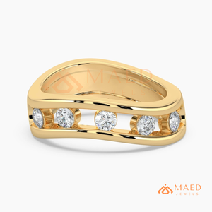 Gold Plated Lab Grown Diamond Open Band <b>Ring</b> for <b>Women</b> Bezel <b>Set</b> Wedding Band Minimal Stackable Fine Jewelry USA Style - Product Image 5