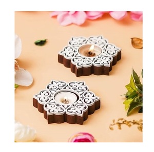 Wooden Tealight Candle Holder for Home Decor Rustic Handmade Candle Stand Centerpiece for Weddings and Parties - Product Image 3