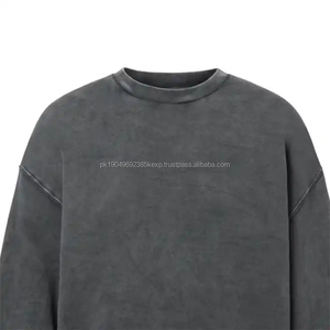Pull OEM de haute qualité teint uni blanc noir col rond coton sweat à capuche personnalisé col rond sweat pour l'expédition en gros DDP - Product Image 5