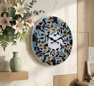 Horloge murale ronde en résine artisanale moderne, silencieuse, à mouvement mécanique, pour le bureau et la décoration de la maison - Product Image 4