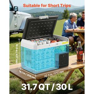 <b>Portable</b> Electric Cooler 31.7QT/30L Car <b>Fridge</b> 12 Volt Car Refrigerator with 4-68 F Adjustable Temperature 100 12/24V DC - Product Image 2