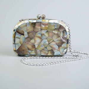 Luxe dames soirée pochettes métal pochette nacre pochette vadrouille à la main mère de perle coquille sac de soirée - Product Image 5