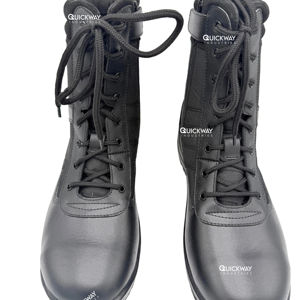 Botas de trabajo tácticas de cuero para hombre con cremallera lateral, zapatos de seguridad para correr, botas duraderas para exteriores, calzado de trabajo negro cómodo - Product Image 1