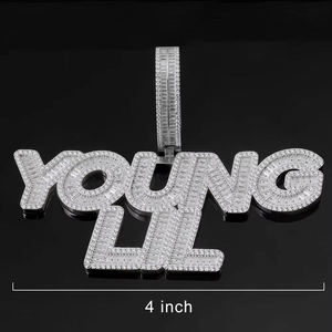 Collar de moda para hombre, estilo hip hop, con colgante YOUNG LIL de moissanita, con piedras baguette, ideal para fiestas, regalo. - Product Image 4