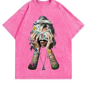 T-shirt vintage délavé à l'acide pour homme 100% coton doux imprimé numérique tendance au Pakistan 260 grammes poids du tissu - Product Image 1