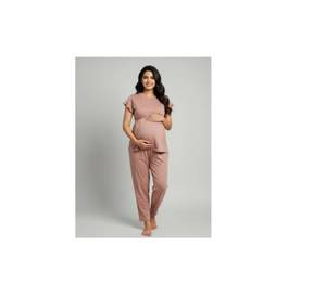 Maternity Pajama Set Women <b>Soft</b> Cotton Bamboo Fiber Blue Sleeveless Neck Full Length Breathable Quick Dry <b>Wire</b> Free Summer Wear - Product Image 1
