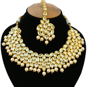 Indian Classic Women's Choker Wedding Engagement Anniversary Party Green Traditional Crystal Kundan Faux Pearl Alloy Gold <b>Gift</b> - Product Image 2