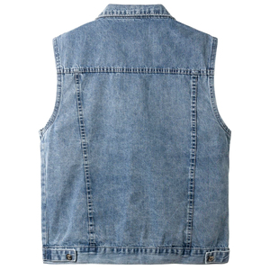 Nouvelle arrivée : Gilet en jean sans manches décontracté pour homme, 100 % coton, couleur unie, respirant et à prix abordable, best-seller - Product Image 6
