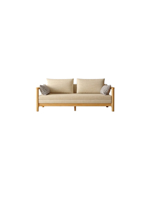 Sofá Cama Escandinavo con Estructura de Madera Maciza y Cojín de Tela, Diseño Convertible para Sala de Estar, 3 Plazas - Product Image 1