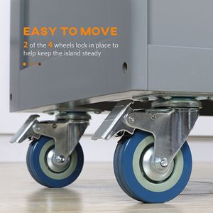 Carrello da Cucina Moderno Grigio Scuro con Ruote, Piano Ribaltabile in Legno di Gomma Resistente, Armadietti Portaoggetti in Acciaio e MDF - Product Image 6