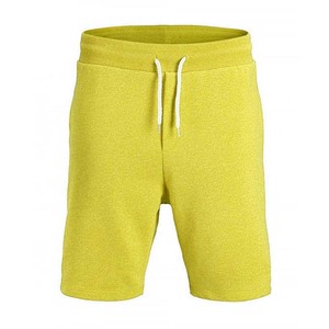 <b>Men</b> Solid Yellow Cotton <b>Bermuda</b> <b>Shorts</b> Drawstring Waist Casual Knitted Breathable Mid Rise <b>Short</b> Pants - Product Image 1