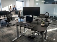 Bureau d'ordinateur de jeu commercial Lumetal S7125 à hauteur réglable avec surface en bois et structure métallique, fabriqué à Ho Chi Minh City