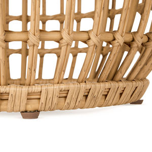 Table d'appoint Canaya en rotin synthétique tressé et plateau en teck massif avec finition naturelle pour intérieur ou extérieur - Product Image 5